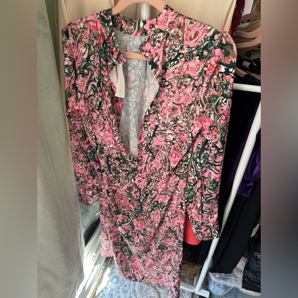 Floral Pink and Green Dress